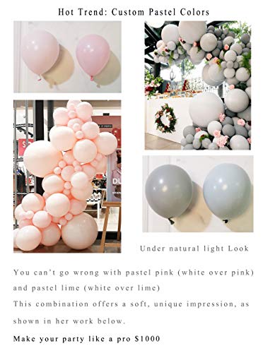 Eanjia Balloon Arch & Garland Kit Double-Stuffed 5"-18" Pastels Pink Gray Rose Gold Confetti Balloons Bulk 16ft for Wedding Baby Shower Birthday Party Shop Decoration (Pink)