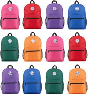 yacht & smith 12 pack 17 inch wholesale backpacks for students, case of bookbags water resistant knapsacks (12 pack backpack assortment)