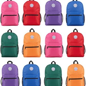 Yacht & Smith 12 Pack 17 Inch Wholesale Backpacks for Students, Case of Bookbags Water Resistant Knapsacks (12 Pack Backpack Assortment)