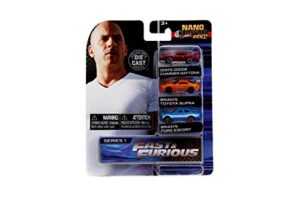 jada toys fast & furious 1.65″ nano 3-pack die-cast cars, toys for kids and adults, multi (jan31124)