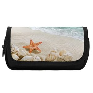 sumer beach large capacity pencil case multi-slot pencil bag portable pen storage pouch with zipper