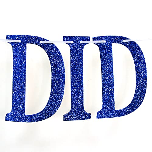 Blue Glitter We Did It Banner, 2022 Congrats Grad Bunting Sign, High School Graduation / College Graduation Party Decorations Supplies