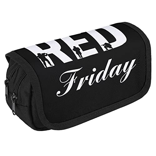 R.E.D Remember Everyone Deployed Red Friday 1 Large Capacity Pencil Case Multi-Slot Pencil Bag Portable Pen Storage Pouch with Zipper