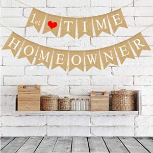 Rainlemon Jute Burlap 1st Time Homeowner Banner House Warming Party Mantel Fireplace Decoration