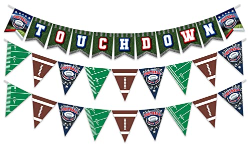 Treasures Gifted Football Birthday Banner Set of 3-1 Football Banner & 2 Pennants - Football Birthday Party Decorations - Football Decorations for Party, Football Hanging Decorations, Football Decor