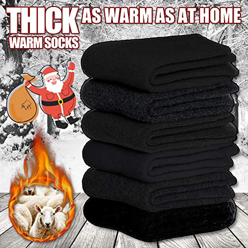 Kids Wool Hiking Socks for Girls Boys Toddlers Thick Winter Warm Thermal Boot Socks (Black, 8-12 Years)