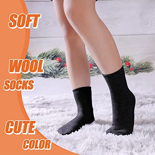 Kids Wool Hiking Socks for Girls Boys Toddlers Thick Winter Warm Thermal Boot Socks (Black, 8-12 Years)