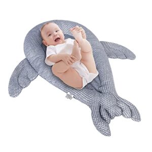 hiseeme baby play mats for floor,baby lounger for cover,100% cotton premium breathable whales mat,sleeping bed cover for newborn,machine washable, polyester,（grey）