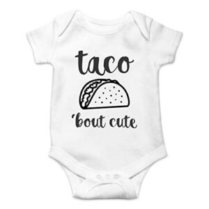 aw fashions taco ‘bout cute – funny lil adorable tacos mexican food lover – cute one-piece infant baby bodysuit (newborn, white)