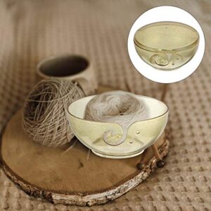 MILISTEN Plastic Yarn Bowl, Knitting Yarn Bowl with Hole, Clear Golden Yarn Holder for Knitting & Crocheting Yarn Ball Holder