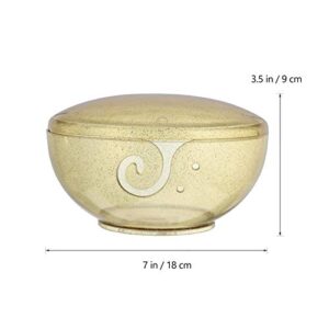 MILISTEN Plastic Yarn Bowl, Knitting Yarn Bowl with Hole, Clear Golden Yarn Holder for Knitting & Crocheting Yarn Ball Holder