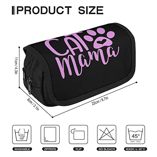 Cat Paw Mama Large Capacity Pencil Case Multi-Slot Pencil Bag Portable Pen Storage Pouch with Zipper