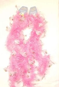 easter and spring 18 feet of pink tinsel garland with bunny and easter egg decorations in garland