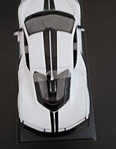 Maisto Diecast Cars 2020 Chevy Corvette Stingray C8 Coupe with High Wing White with Black Stripes 118 Diecast Model Car by 31455