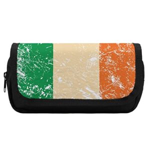 ireland retro flag large capacity pencil case multi-slot pencil bag portable pen storage pouch with zipper