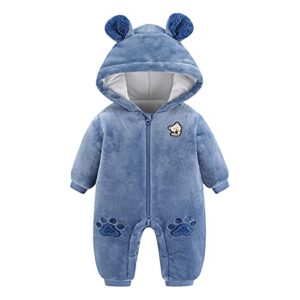 newborn baby girl boy solid cartoon bear velvet hooded jumpsuit romper clothes for kids