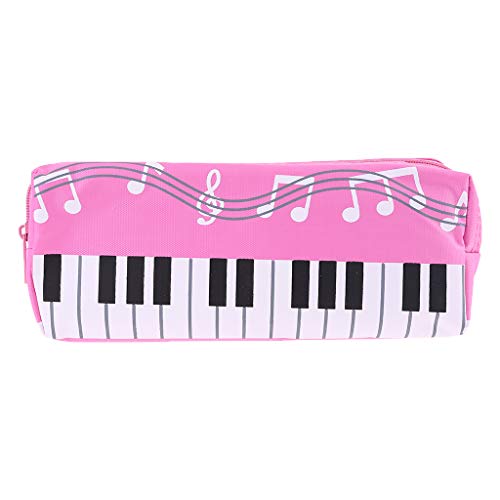 FEIlei Pencil Case, Music Notes Piano Keyboard Pencil Case Large Capacity Pen Bags Stationery Office -Pink