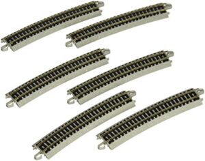 bachmann trains – snap-fit e-z track 19” radius curved track (6/card) – nickel silver rail with grey roadbed – n scale