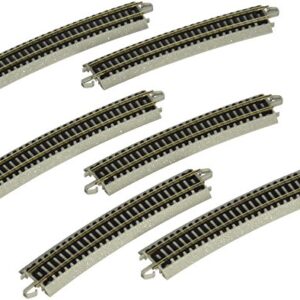 Bachmann Trains - Snap-Fit E-Z TRACK 19” RADIUS CURVED TRACK (6/card) - NICKEL SILVER Rail With Grey Roadbed - N Scale