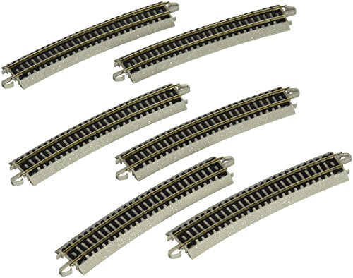 Bachmann Trains - Snap-Fit E-Z TRACK 19” RADIUS CURVED TRACK (6/card) - NICKEL SILVER Rail With Grey Roadbed - N Scale