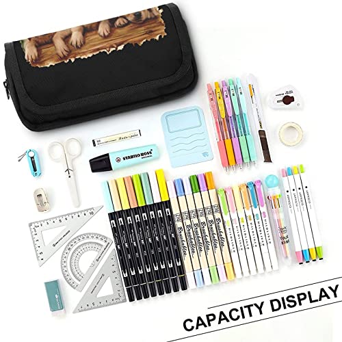 Golden Retriever Large Capacity Pencil Case Multi-Slot Pencil Bag Portable Pen Storage Pouch with Zipper