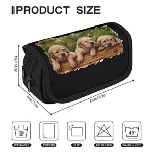 Golden Retriever Large Capacity Pencil Case Multi-Slot Pencil Bag Portable Pen Storage Pouch with Zipper