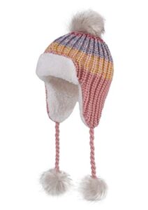llmoway baby girl winter hat warm earflap beanie fleece lined knit cap infant pilot pom hat pink