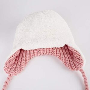 LLmoway Baby Girl Winter Hat Warm Earflap Beanie Fleece Lined Knit Cap Infant Pilot Pom Hat Pink