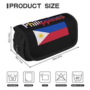 Flag of The Philippines Large Capacity Pencil Case Multi-Slot Pencil Bag Portable Pen Storage Pouch with Zipper