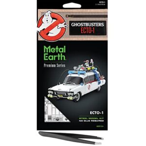 fascinations metal earth premium series ecto-1 ghostbusters 3d metal model kit bundle with tweezers