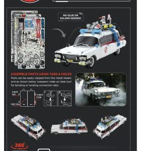 Fascinations Metal Earth Premium Series Ecto-1 Ghostbusters 3D Metal Model Kit Bundle with Tweezers