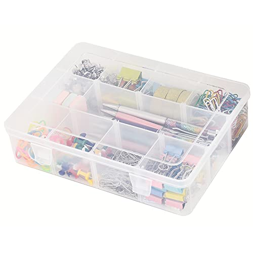 TookMag Plastic Organizer Box with Dividers - 12 Compartment Container, Storage Box Case for Jewelry Craft Tackle Pills Beads Toys Bolts and Nuts (Grid Size 2.08 x 2.04 x 2.08 in)