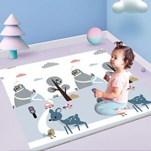 anayima 71″ x 79″ x 0.4″ baby play mat for floor extra large foam play mat for baby foldable reversable waterproof gym activity crawling mat for babies toddlers kids indoor outdoor use