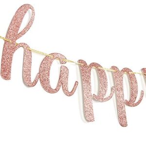 INNORU Glitter Happy 80th Birthday Banner - 80th Anniversary Sign Banner - Cheers to 80 Years Birthday Party Bunting Decorations Rose Gold