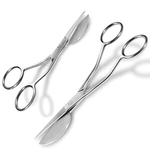 applique scissors 2 pack, 6 inch and 4 inch cured duckbill scissors with enlarge loop handle