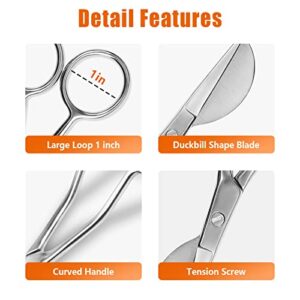 Applique Scissors 2 Pack, 6 inch and 4 inch Cured Duckbill Scissors with Enlarge Loop Handle