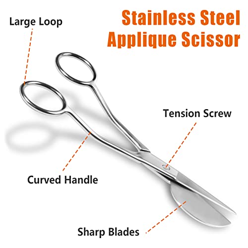 Applique Scissors 2 Pack, 6 inch and 4 inch Cured Duckbill Scissors with Enlarge Loop Handle