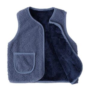 warmstraw Baby Boys' Winter Vest Soft Warm Zipper Closure Fleece Jackets Vests Outfit Coat Sleeveless Blue for 2-3T