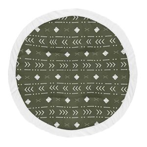 sweet jojo designs hunter green boho tribal mudcloth boy or girl baby playmat tummy time infant play mat – white woodland bohemian southwest geometric arrow aztec mud cloth