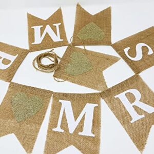 Shimmer Anna Shine Mr and Mrs Burlap Banner for Wedding Party Decorations