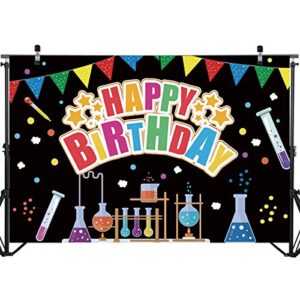 science party backdrop banner decorations,chemical science chemical experiments birthday party backdrop background banner photo booth props cake table decorations supplies 71 x 49 inch