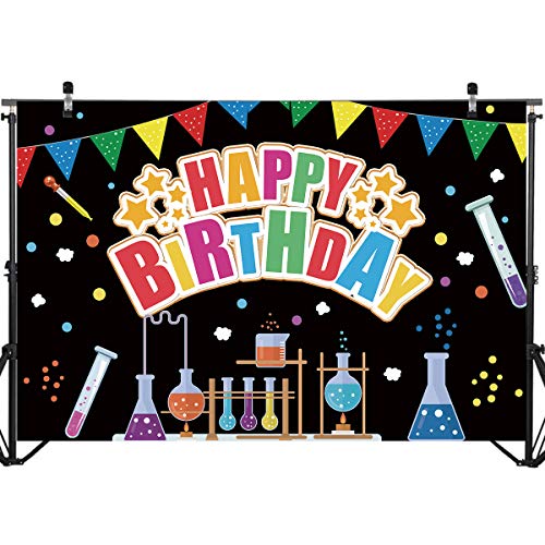 Science Party Backdrop Banner Decorations,Chemical Science Chemical Experiments Birthday Party Backdrop Background Banner Photo Booth Props Cake Table Decorations Supplies 71 x 49 inch