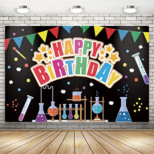Science Party Backdrop Banner Decorations,Chemical Science Chemical Experiments Birthday Party Backdrop Background Banner Photo Booth Props Cake Table Decorations Supplies 71 x 49 inch
