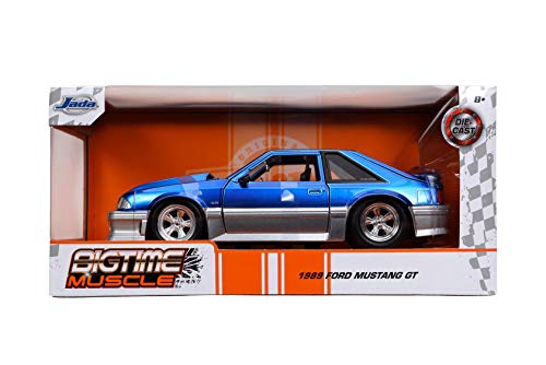 Jada Toys Bigtime Muscle 1:24 1989 Ford Mustang GT Die-cast Car Blue Silver, Toys for Kids and Adults