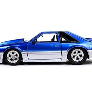 Jada Toys Bigtime Muscle 1:24 1989 Ford Mustang GT Die-cast Car Blue Silver, Toys for Kids and Adults