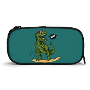 xiaoguaishou dinosaur pencil cases for adults, pencil pouch wide-opening makeup small cosmetic bag for adults college office, green, one size