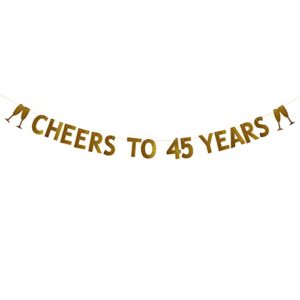 betteryanzi gold cheers to 45 years banner,pre-strung,45th birthday/wedding anniversary party decorations supplies,gold glitter paper garlands backdrops,letters gold cheers to 45 years