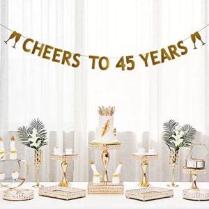 Betteryanzi Gold Cheers to 45 Years Banner,Pre-strung,45th Birthday/Wedding Anniversary Party Decorations Supplies,Gold Glitter Paper Garlands Backdrops,Letters Gold CHEERS TO 45 YEARS