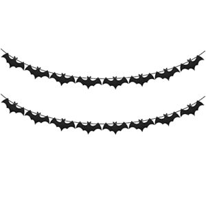 saktopdeco 2 pack bat garland black glittery halloween bats for halloween party decoration