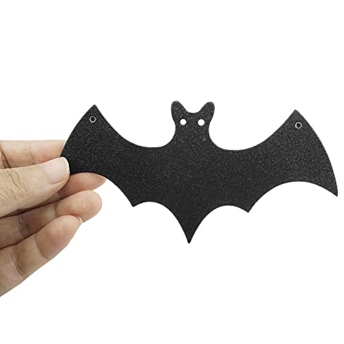 SaktopDeco 2 Pack Bat Garland Black Glittery Halloween Bats for Halloween Party Decoration